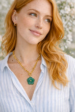 Heirloom Modern Paperclip Necklace with Aventurine Bloom