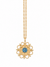 34" Paperclip Necklace with Blue Enameled Blessed Mother