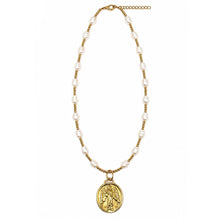 18" Pearl and Hematite Necklace with Gold Guardian Angel