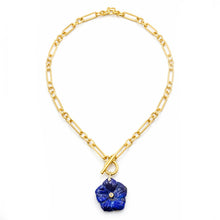 Heirloom Modern Paperclip Necklace with Lapis Bloom