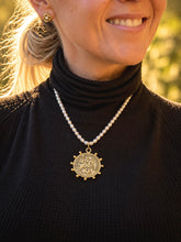18" Pearl and Hematite Necklace with Gold St. George