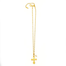 18" Twisted Chain with Gold Fleur Cross & Pearl