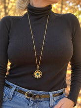 34" Paperclip Necklace with Blue Enameled Blessed Mother