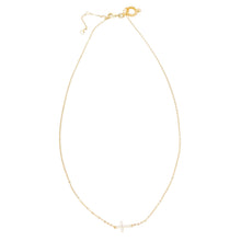 16" Petite Gold Necklace with Pave Sideways Cross - 2" Extender