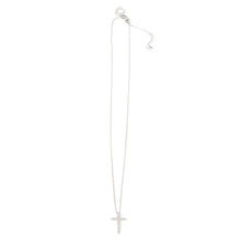 16" Petite Silver Pave Classic Cross Necklace - 2" Extender