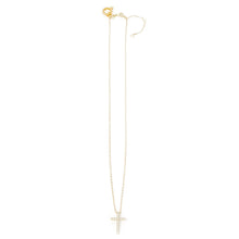 16" Petite Gold Pave Classic Cross Necklace - 2" Extender