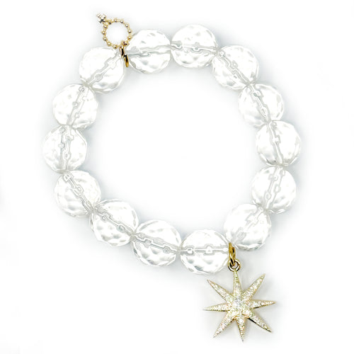 Faceted Clear Quartz with Gold Pave Starburst