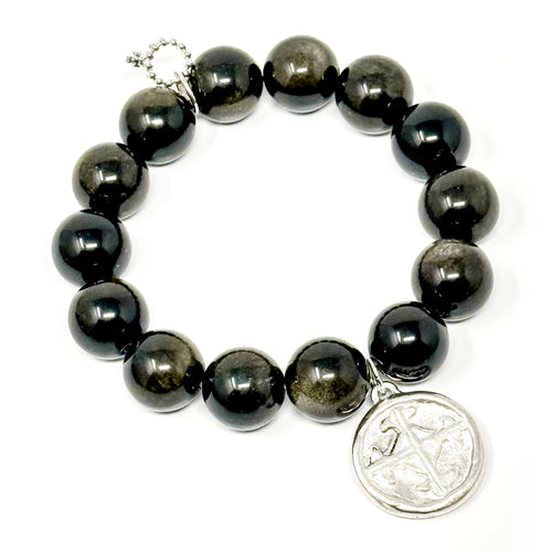 Obisidian with Silver Serenity Prayer