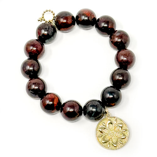 Oxblood Jasper with Gold Lotus Disk