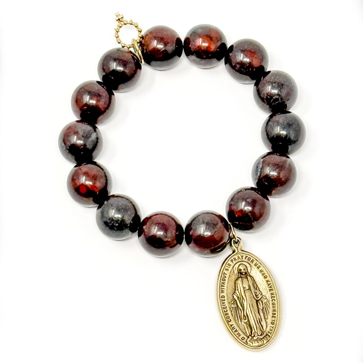 Oxblood Jasper with Gold Classic Blessed Mother