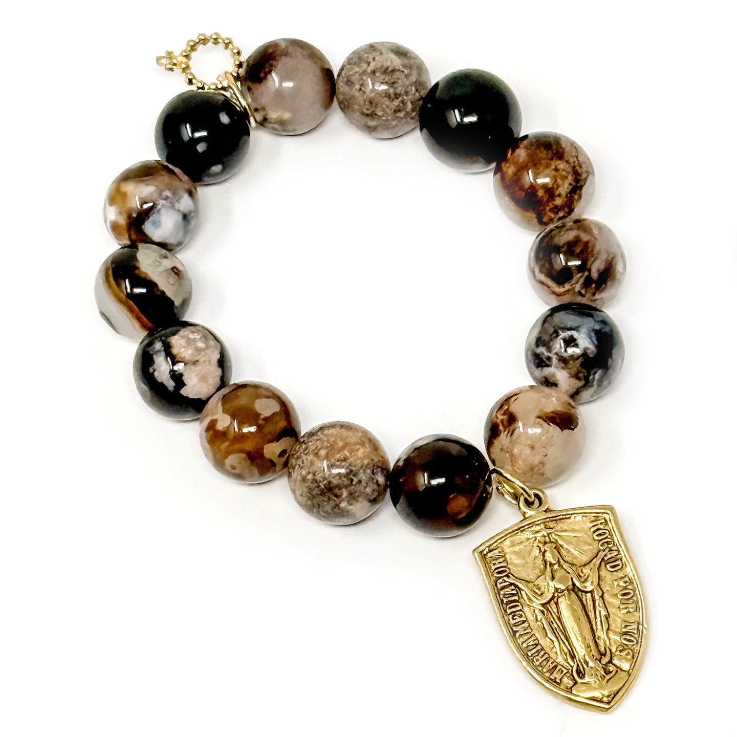 Espresso Agate with Gold Mary of All Graces