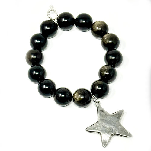 Obisidian with Large Silver Star