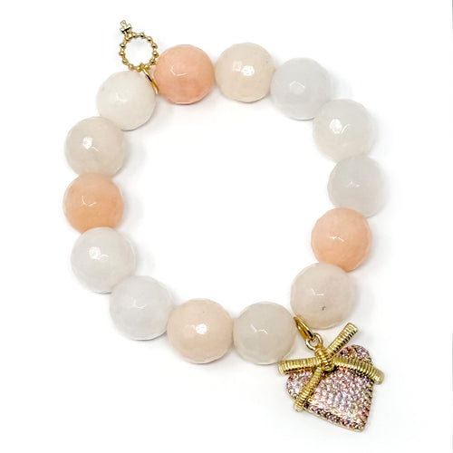 Faceted Pink Aventurine with Blush Pave Heart