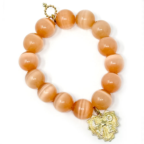 Champagne Calcite with Gold Ruffle Love Heart