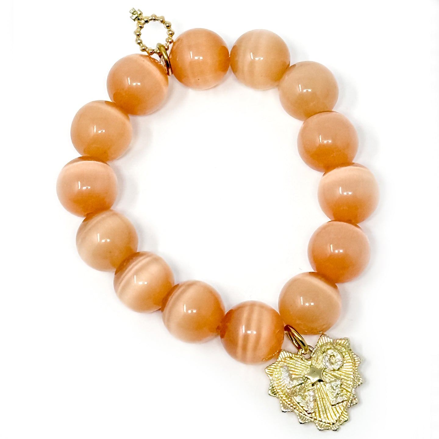 Champagne Calcite with Gold Ruffle Love Heart