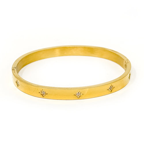 Classic Gold Pave Hinged Bangle