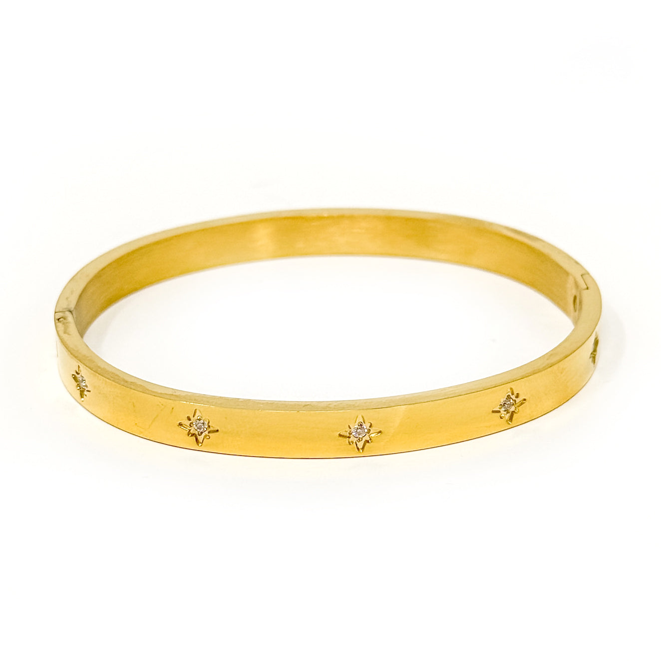 Classic Gold Pave Hinged Bangle