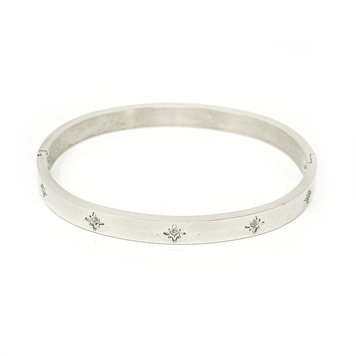 Classic Silver Pave Hinged Bangle
