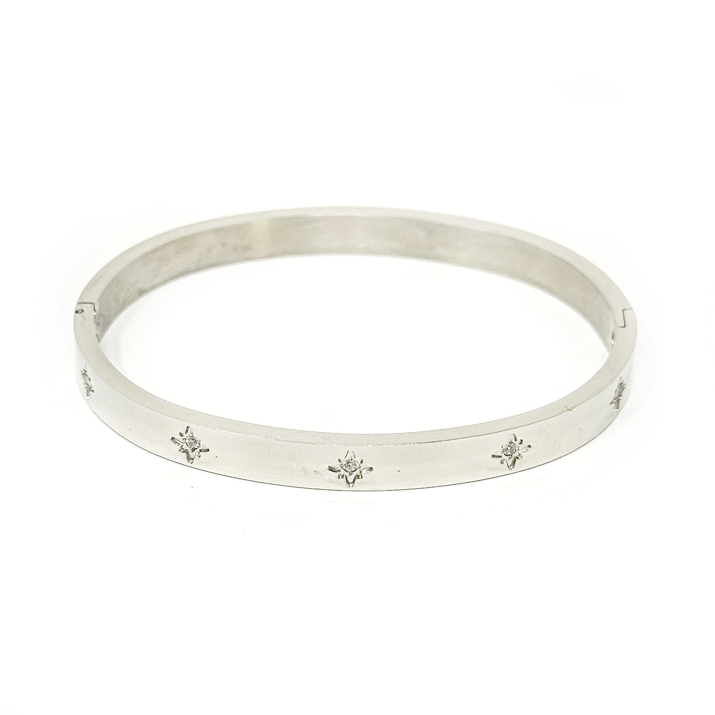 Classic Silver Pave Hinged Bangle