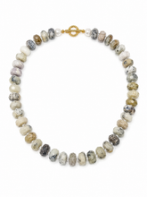 Faceted Lemon Pepper Jasper Rhondelle Necklace