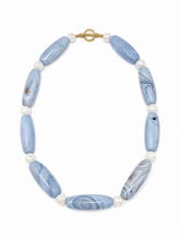Ethereal Agate Barrel Statement Necklace with Mother of Pearl Accents