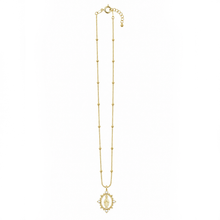 18" Water Resistant Gold Station Chain with White Enameled Pave Blessed Mother