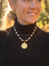 18" Pearl and Hematite Necklace with Gold Lord's Prayer