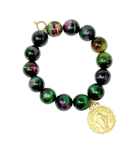 Dublin Tiger Eye with Gold Ruffle Miraculous Medal