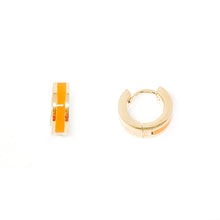 Non-Tarnish Orange Enameled Huggie Hoops