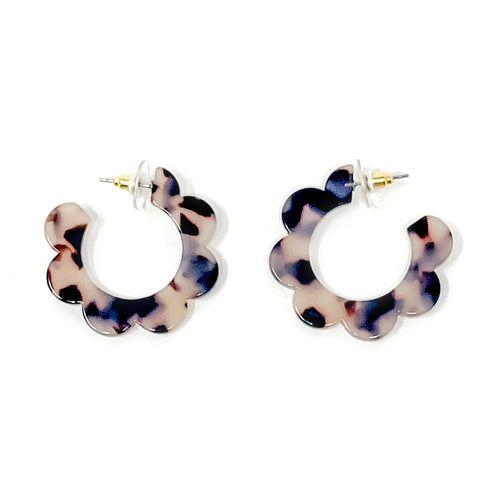 Tortoise Shell Acrylic Scalloped Hoops