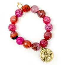Faceted Azalea Agate with Gold Bee and Fleur