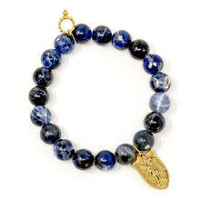 10mm Dumortierite with Gold St. Michael Shield