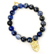 10mm Dumortierite with Gold St. Michael Shield