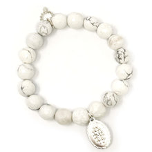 10mm Faceted White Howlite with Silver Mary's Blessing