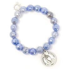 10mm Faceted Iridescent Ethereal Agate with Small Silver Serenity Prayer