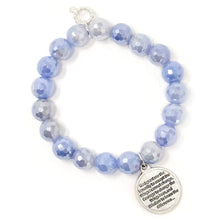 10mm Faceted Iridescent Ethereal Agate with Small Silver Serenity Prayer