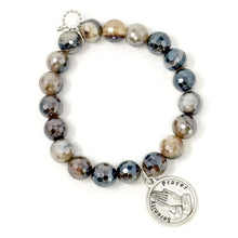 10mm Faceted Iridescent Macchiato Agate with Small Serenity Prayer