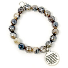10mm Faceted Iridescent Macchiato Agate with Small Serenity Prayer