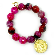 Faceted Azalea Agate with Gold Ruffle Blessed Mother