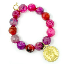 Faceted Azalea Agate with Gold Ruffle Blessed Mother