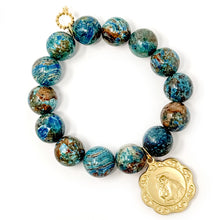 Aqua Mocha Jasper with Scalloped St. Anthony & St. Christopher