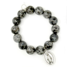 Charcoal Jasper with Silver Blessed Mother