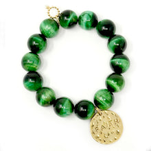 Evergreen Tiger Eye with Gold Faith Cross