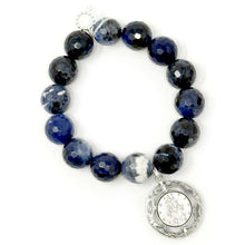 Faceted Dumortierite with Silver Circle Blessed Mother