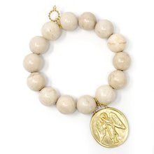 Cream Coral with Gold Guardian Angel