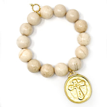 Cream Coral with Gold Guardian Angel