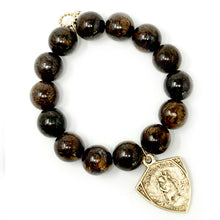 Bronzite with Gold St. Christopher Shield of Proection