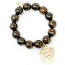 Bronzite with Gold St. Christopher Shield of Proection