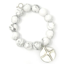 Bright White Howlite with Silver Cross and Heart