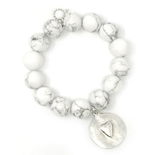 Bright White Howlite with Silver Cross and Heart